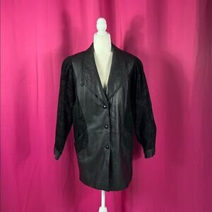 Vintage 80s Wilsons leather baroque patterned leather jacket, size xs